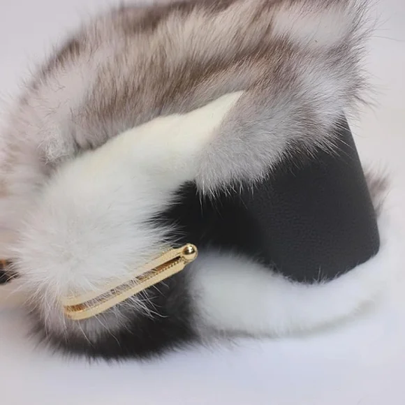 NWT Real Fox Fur Handbag - Vintage Kisslock Purse with Bamboo Handle, Patchwok - Picture 6 of 7